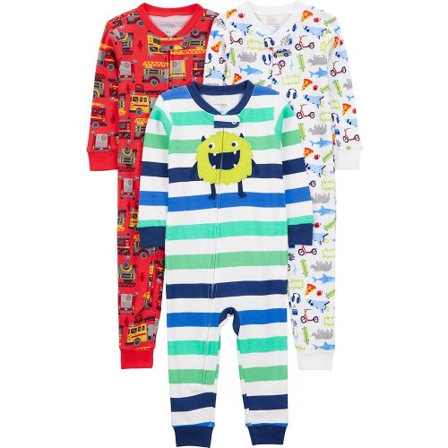 Simple Joys by Carter's baby-boys 3-pack Snug Fit Footless Cotton Pajamas