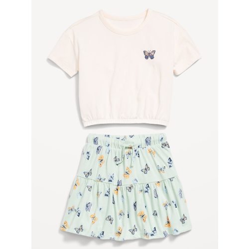 Short-Sleeve Graphic T-Shirt and Skort Set for Toddler Girls