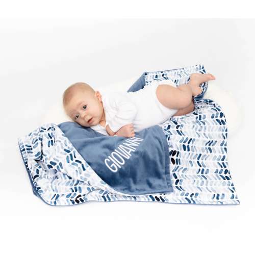 Personalized Boy Baby Blanket - Embroidered Baby Blanket - Boy Baby Shower Gift - Dusty Blue Baby Blanket with Name - Custom Baby Blanket