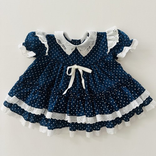 Vintage Bryan 6 Months Baby Girl Polka Dot Ruffle Dress White