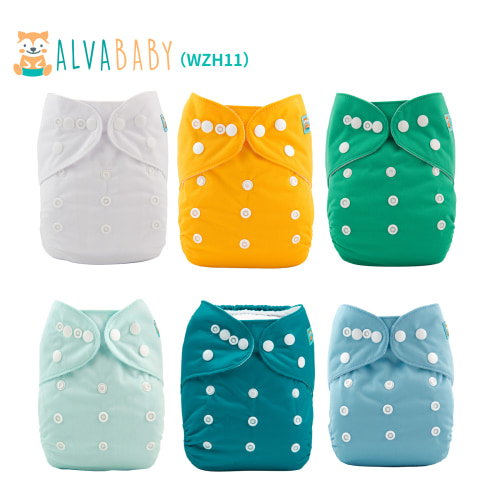 (All Packs)Baby Cloth Diapers 6 Pack with 6 Microfiber Inserts One Size Adjustable Washable Reusable for Baby Girls and Boys