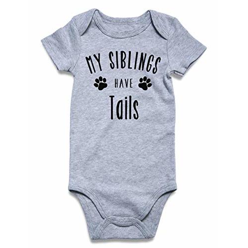 BFUSTYLE Baby Unisex Announcement Onesie 0-3 Months Newborn My Siblings Have Tails Solid Bodysuit Winter Pregnancy Reveal Romper Shower Short Sleeve Outfits