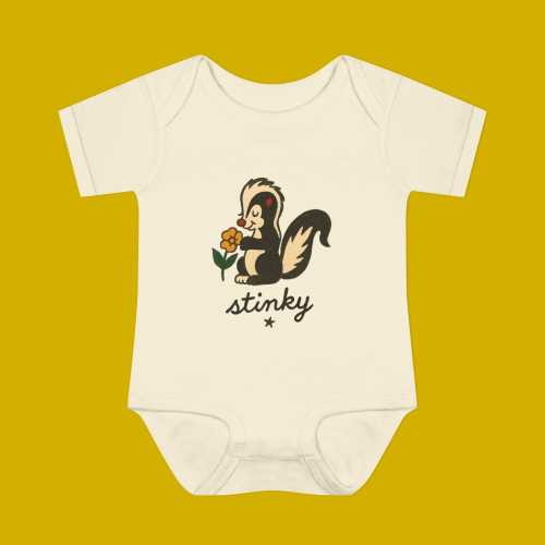 Retro Stinky Skunk Baby Onesie - Funny Animal Bodysuit