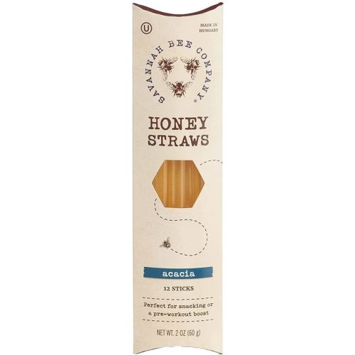 Savannah Bee Company Honey Straws - Pure and All Natural Premium Acacia Honey Sticks Made in the USA - Healthy Snacks for Kids and Adults - High Energy - Gluten Free and Kosher Certified - Pack of 12
