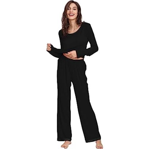 GYS Pajamas Set for Women - Viscose Made from Bamboo, Long Sleeve Sleepwear with Pants Soft Comfy Pj Lounge Sets S-4X