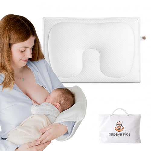 Baby Feeding Arm Pillow – Memory Foam Nursing Pillow for Breastfeeding & Bottle Feeding, Portable Travel Nursing Pillow, Ergonomic Arm Support, Baby Head & Neck Support for Newborn, Washable