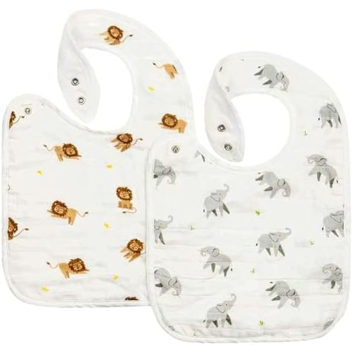 Bamboo Little Baby Bibs (Pack of 2) - Bibs with Adjustable Snaps- Absorbent Terry Backing