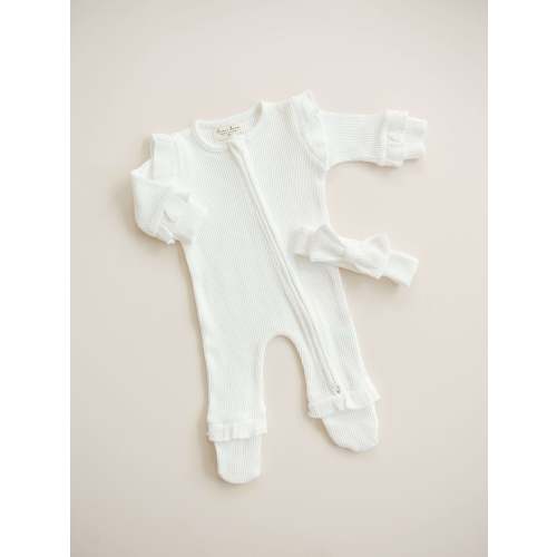 0-3 Luna + Luca Ruffle Waffle Set | White