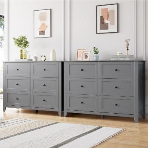 6-Drawer Dresser for Bedroom, Modern Wood Storage Cabinet with Wide Top, Chest of Drawers for Living Room, Entryway, Hallway