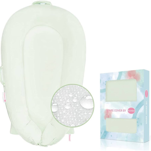 Organic Replacement Cover for Dockatot Deluxe+ Docks with Waterproof Pad Certified Organic Cotton Protects Against leaks Premium Quality Spare Cover (Cover Only) (Green)