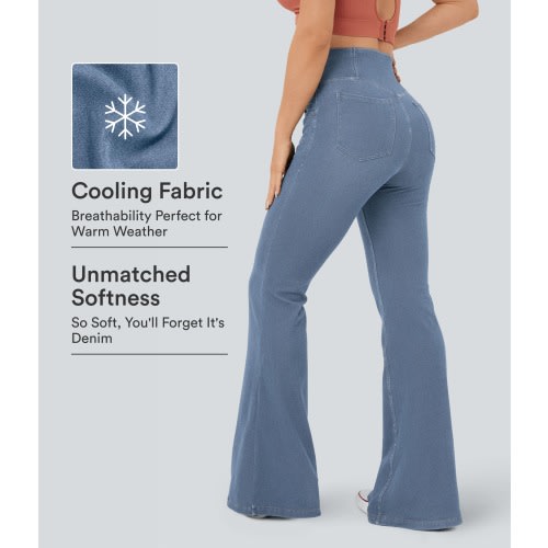 Halara Flex™ High Waisted Crossover Pocket Cool Touch Washed Casual Jeans