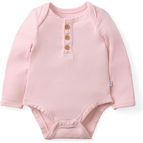 Little Sleepies Newborn Henley Bodysuit, Soft Viscose from Bamboo Long Sleeve Bodysuit for Baby Boys & Girls, Baby Clothes