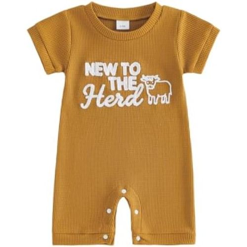 Tsultryofs Baby Boy Romper Newborn Infant Summer Clothes Letter Embroidered Short Sleeve Crew Neck Jumpsuit