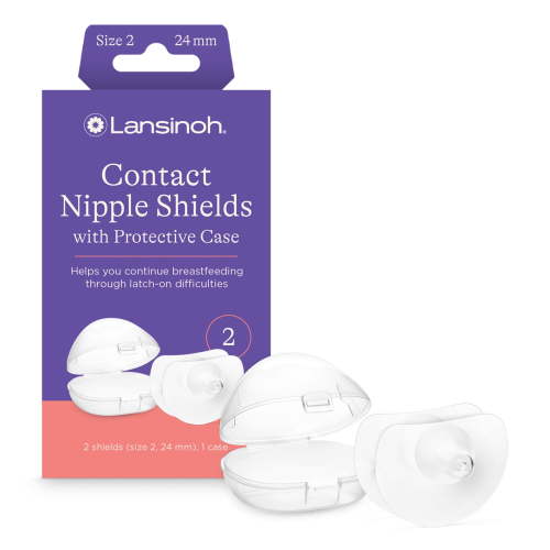 Lansinoh Contact Nipple Shield, 2-24mm Nipple Shields with Case HSA/FSA Eligible