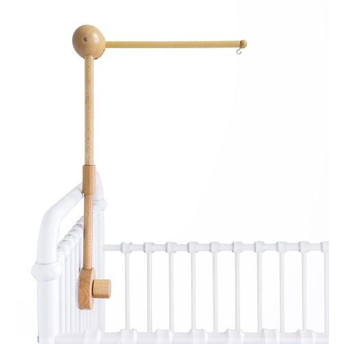 Adjustable 3D-Wooden Baby Crib Mobile Arm Holder [Natural Beechwood]