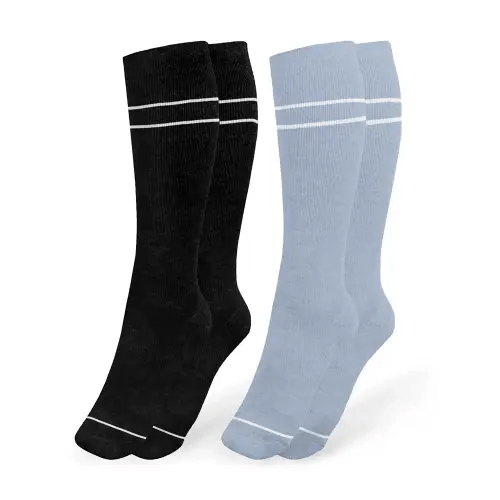 Kindred Bravely Compression Socks 2-Pack | Graduated Compression Socks for Circulation Pregnancy Travel (Stone Blue & Black, Large)