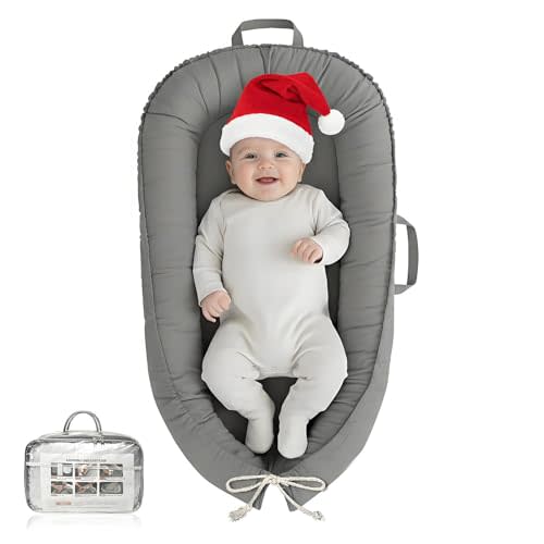 Baby Lounger - Infant Lounger for Newborn 0-24 Months, Pure Cotton Breathable Baby Nest Lounger Cover, Newborn Essentials for Baby Boys & Girls, Portable Baby Lounger for Home and Travel