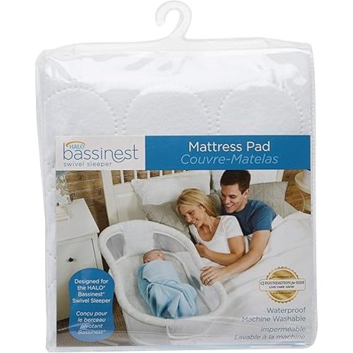 Halo Innovations Bassinest Swivel Sleeper Mattress Pad Waterproof Polyester, White
