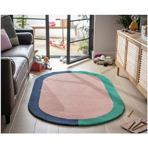 ELASSA CARPET_Pure Woollen Handmade Oval Shaped Area Rug for Living Room, Bedroom, Dining Room, Conference Room, Hall and Carpet for Home Rugs (Model H, 5x8 Feet)