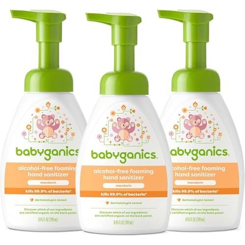 Babyganics Alcohol-Free Foaming Hand Sanitizer, Pump Bottle, Mandarin, 8.45 oz, 3 Pack