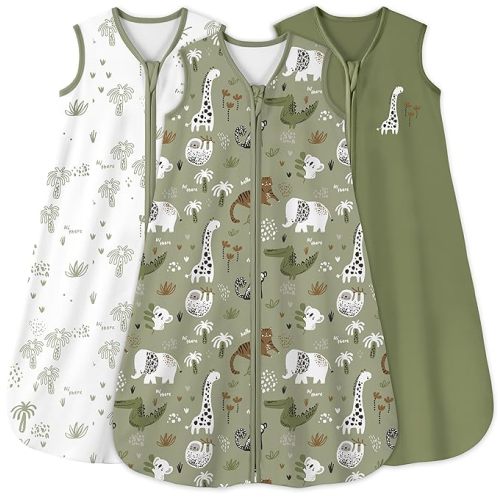 Yoofoss Baby Sleep Sack 0-6 Months 0.5 Tog Wearable Blanket for Baby, 3 Pack 100% Organic Cotton Infant Toddler Sleeping Sack 2-Way Zipper Lightweight Sleep Sack