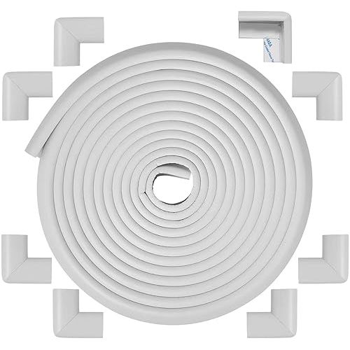 ARINBEB Foam Corner Protector Edge and Corner Guard, with 19 feet Length ARINBEB Foam Safety Bumpers, Baby Proofing Safety Table Corner Protectors - White