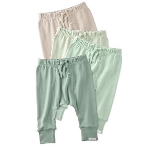 Butterblu Jordan 4-Pack Jogger Pants 100% Cotton Bottoms | GOTS Certified Organic Cotton for Baby, Toddler Girls, Boys, Unisex, Machine Washable, Made to Match Colors