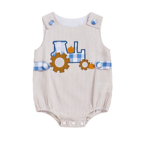 Halloween Baby Clothes Newborn Boy Tractor Pumpkin Onesie Infant Sleeveless Romper Toddler Bodysuit Cute Outfit