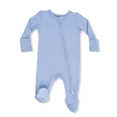 Solid Blue Fog - 2 Way Zipper Footie