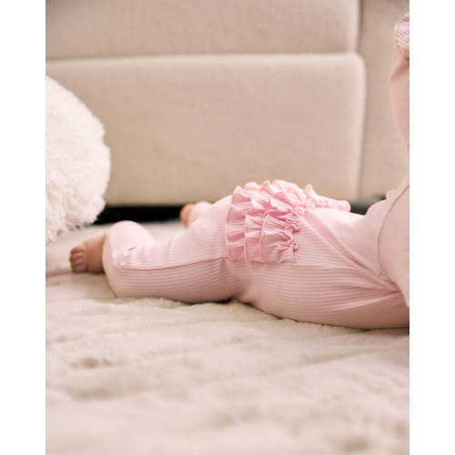 Prima Pink Ribbed Ruffle Zippy – Little Sleepies