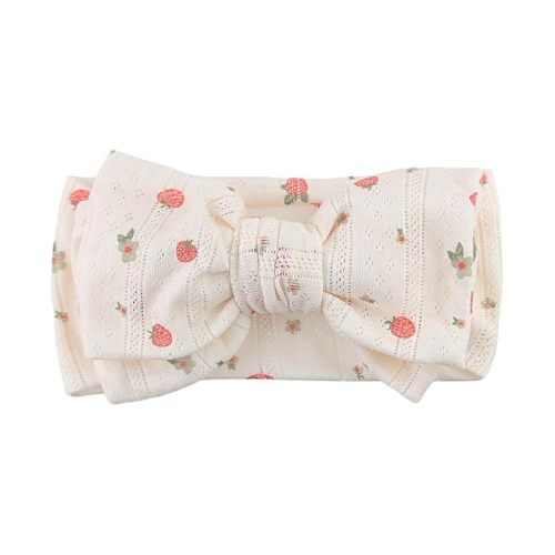 LemonSpace Handmade Cotton Baby Bows for Baby Girls Strawberry Print