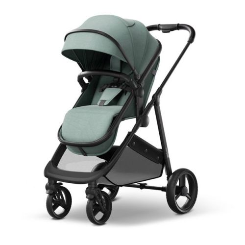 Mompush Wiz 2-in-1 Full Size Stroller - Sage: EVA Tires, Foot Operated Brake, Adjustable Handle, Aluminum Frame