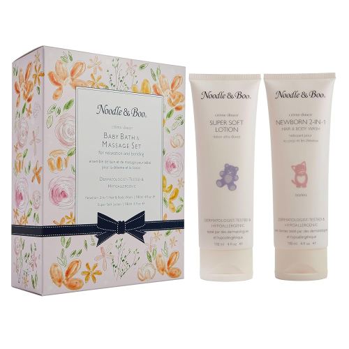 Noodle & Boo Baby Bath & Massage Gift Set – Includes 4 oz Newborn Hair & Body Wash & Super Soft Lotion, Hypoallergenic, Pediatrician-Tested, Dermatologist-Tested for Delicate and Sensitive Baby Skin