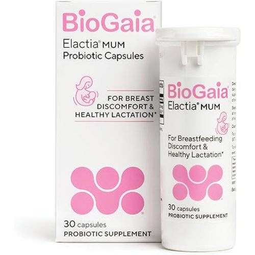BioGaia Elactia Breastfeeding Probiotic | Lactation Supplements | Newborn Essentials and Probiotics for Both Mom & Baby | Daily Supplement for Healthy Lactation | 30 Count | Breastfeed Happy