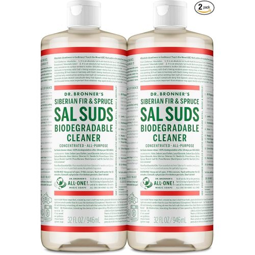 Dr. Bronner's Sal Suds Biodegradable Cleaner (32 Ounce, 2-Pack) – All-Purpose Mop Detergent for Floors, Kitchen & Bathroom, Multi-Surface Household Concentrate, Dish Degreaser & Laundry Use