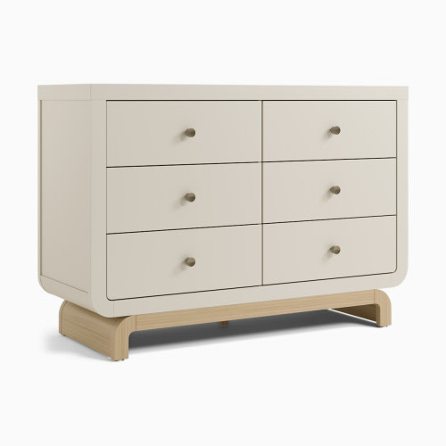 Storkcraft Santorini 6 Drawer Dresser - Frosted Oat With Driftwood