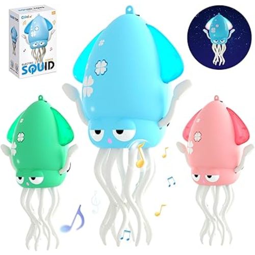 Dancing Octopus Toddler Toys, Electric Crawling Octopus Tummy Time Baby Toys, Rechargeable Dancing Music Squid for 1 2 3 4 5 Year Old Kids Boy Girl Birthday Gifts, Funny for Office Desk Decor (Blue)