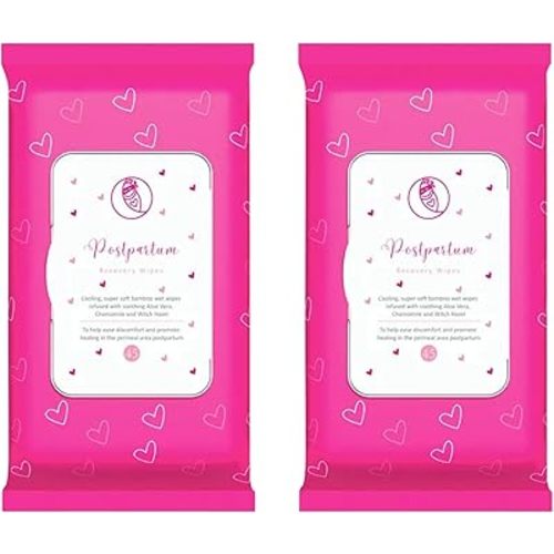 Ninja Mama Postpartum Perineal Care Cooling Pad Liners. Soothing Witch Hazel Wipes with Aloe and Chamomile for Post Partum Relief After Birth Tears and Haemorrhoids. Postpartum Essentials Twin Pack (2 X 45 Wipes)