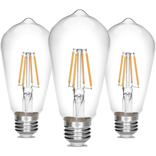 LED Edison Bulb,Antique 40W Vintage Bulb,E26 Non Dimmable Led Bulb 450 Lumens 2700K, Warm White, Pack of 3