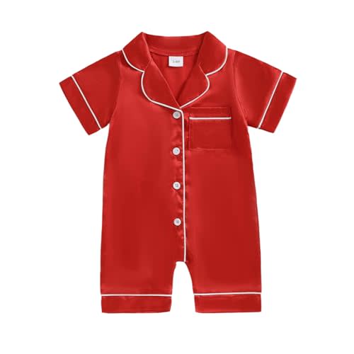 Newborn Baby Boy Girl Silk Pajamas Romper Shorts Sleeve Button Down Satin One Piece Onesie Pjs Infant Sleepwears