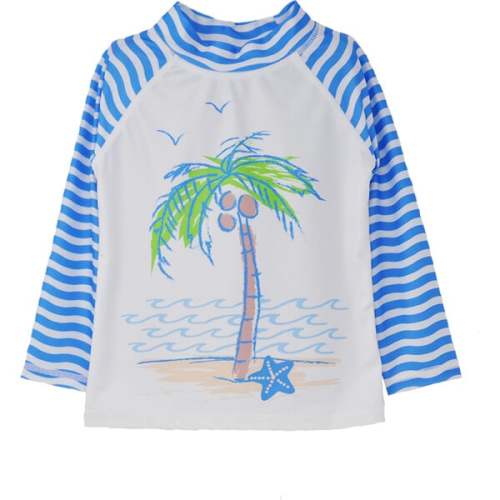 UPF 50+ Graphic Rash Guard Swim Top, Seaside Palms - Flap Happy | Maisonette
