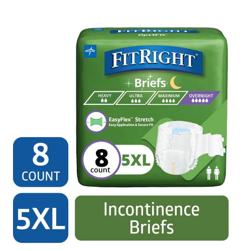 FitRight Bariatric Adult Incontinence Briefs, Diapers with Tabs, Super Absorbent, 5XL, 90in to 106in, 8 Count HSA/FSA Eligible