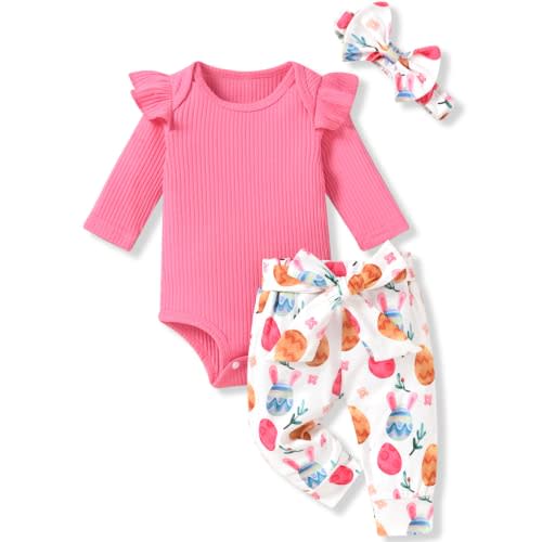 Aalizzwell Preemie Newborn Infant Baby Girls Clothes Ribbed Romper Bodysuit Pants Set Fall Winter Outfits