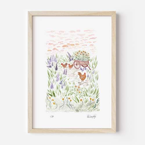 Chicken Nursery Art Print: Vintage Cottagecore Wall Decor