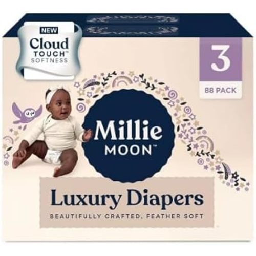 Millie Moon Luxury Diapers - (Size 3 and 88 Count), White