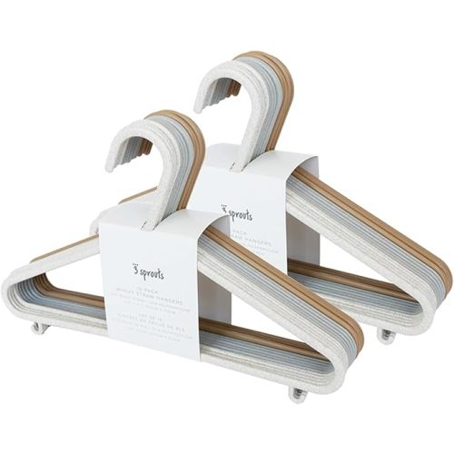 3 Sprouts Wheat Straw Plastic Hangers - 30-Pack Toddler Hangers for Child & Baby Clothes, Coats - Ideal for Small Girls, Boys, Children & Kids Closets - Speckled Assorted