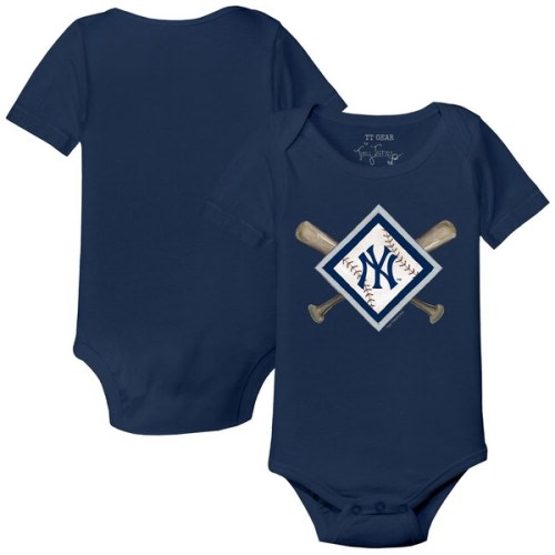 Infant New York Yankees Tiny Turnip Navy Diamond Cross Bats Bodysuit