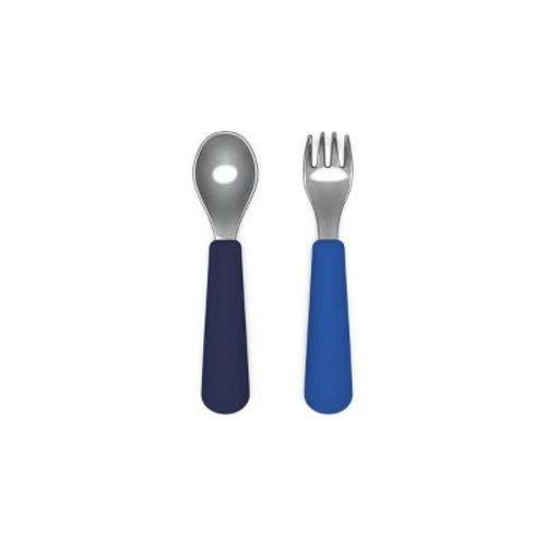 Lalo 2pc Stainless Steel Baby Utensil Set - Blue Raspberry