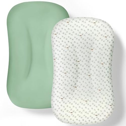 Baby Lounger Cover 2 Pack - Silky Soft and Breathable Infant Lounger Cover, Newborn Lounger Slipcover for Baby Boys Girls, Fits Cpzzkq & Most Loungers, Cover Only, Green