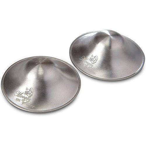 Moogco The Original Silver Nursing Cups - Nipple Shields for Nursing Newborn - Breastfeeding Essentials - Newborn Essentials Must Haves - Nipple Covers Breastfeeding - 925 Silver
